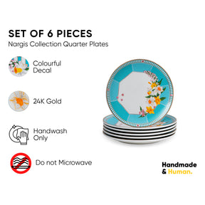 Ceramic Quarter Plates Set of 6 | Nargis Collection