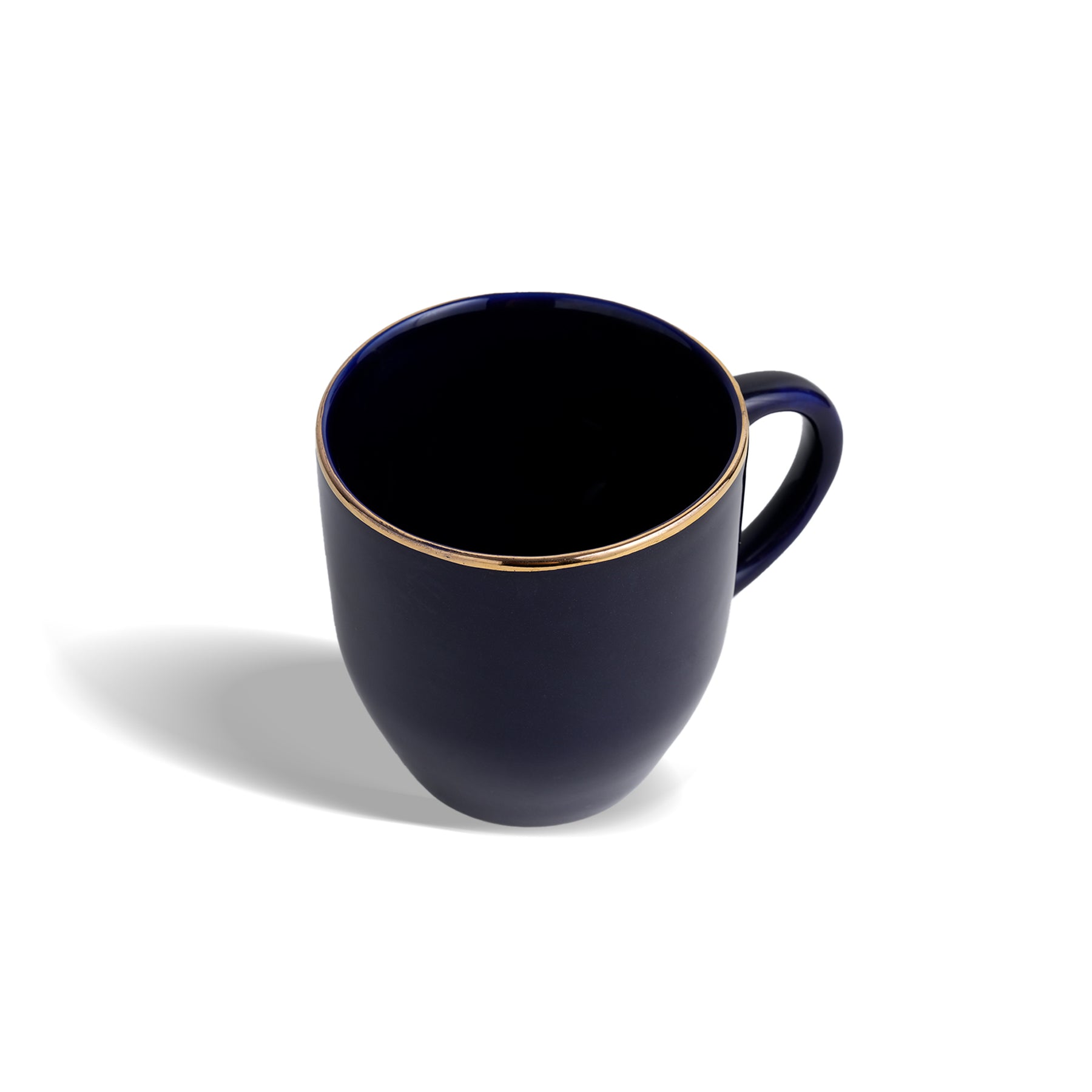 Ceramic Coffee Mug Set of 6  Blue Gold, 300ml
