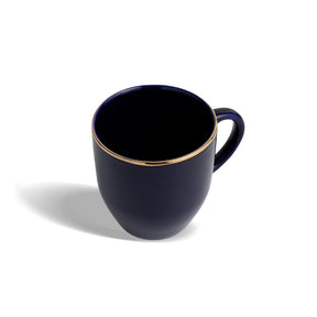 Ceramic Coffee Mug Set of 6  Blue Gold, 300ml
