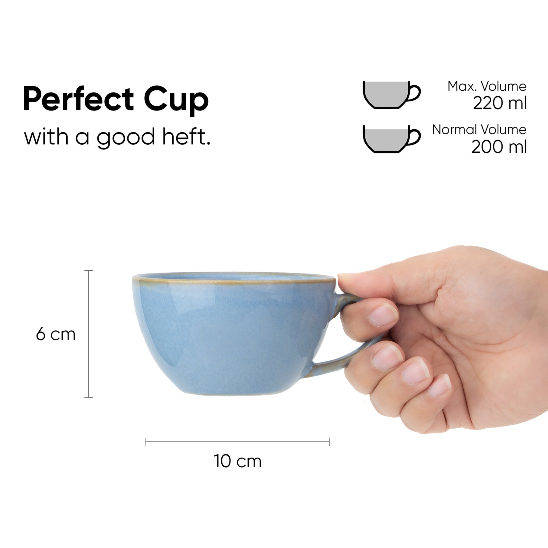 Ceramic Coffee Cup & Saucer Set 250ml – Musky Blue | Reactive Glaze Porcelain