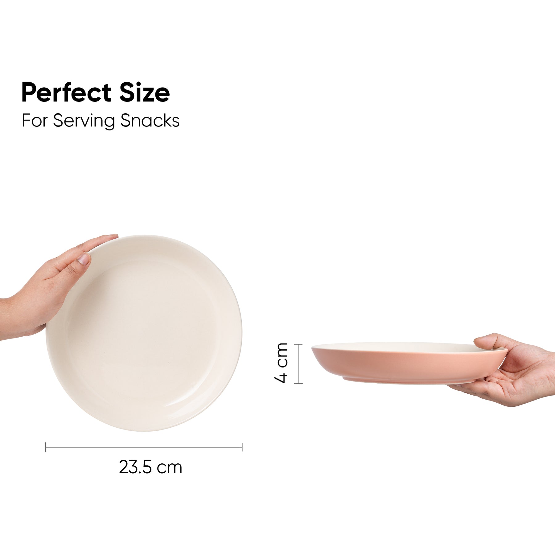 Ceramic Stoneware Salad Plate Set 22cm | Set of 2 | Pink Ivory