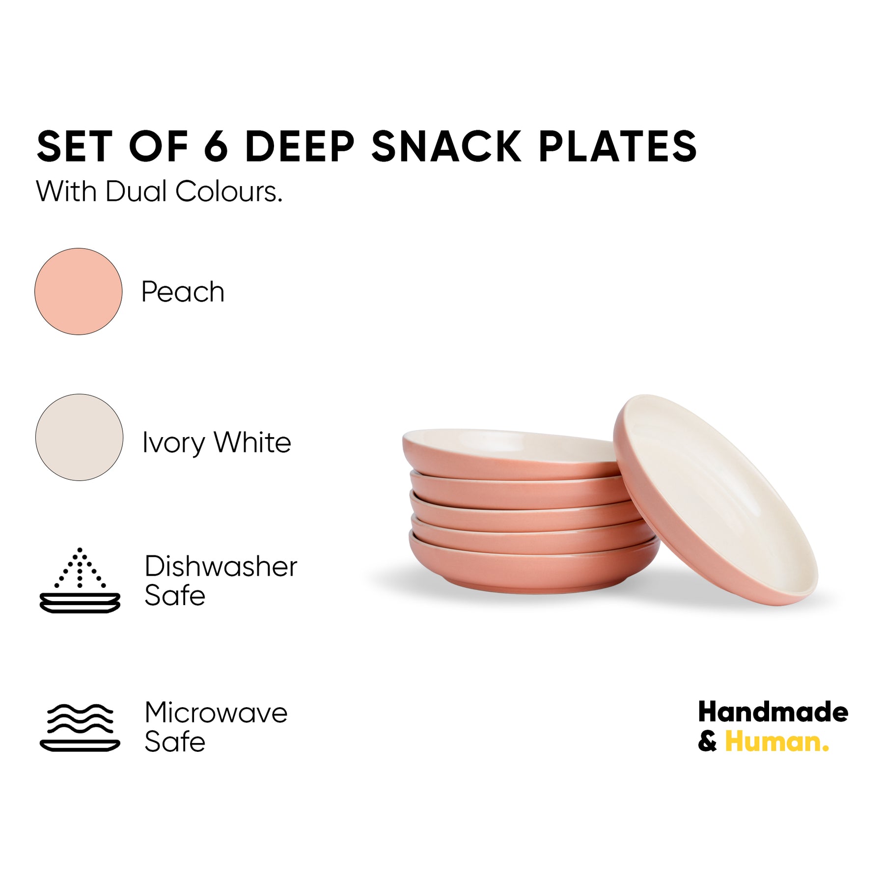 Snack Plates Set of 6 Peach