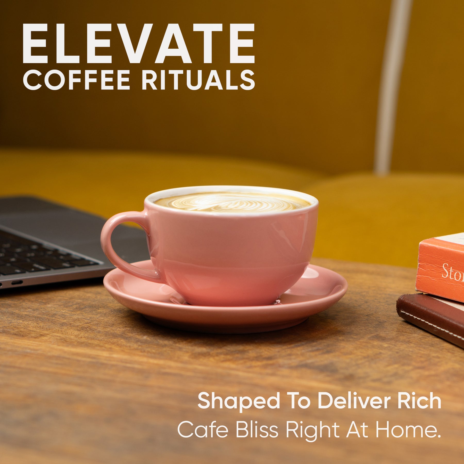 Large Ceramic Coffee Cup & Saucer Set 320ml | XL Cuppa Collection | Glossy Finish