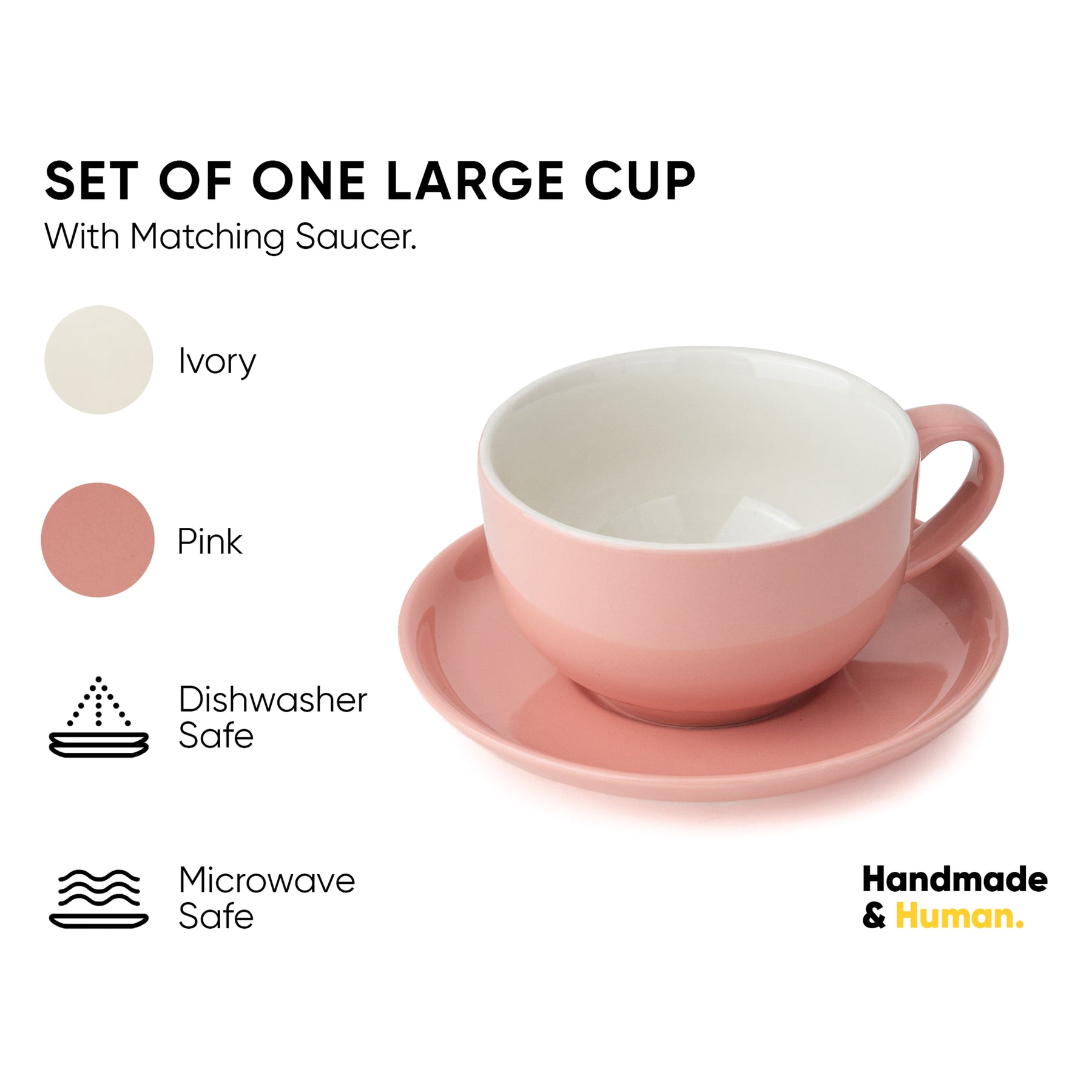 Cappuccino Cup & Saucer Set 320ml – Pink | XL Cuppa