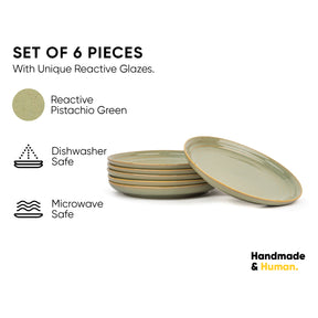 Ceramic Pista Quarter Plates Set of 6 | Glossy Finish | Snack & Dessert Plates | Self Reactive Collection