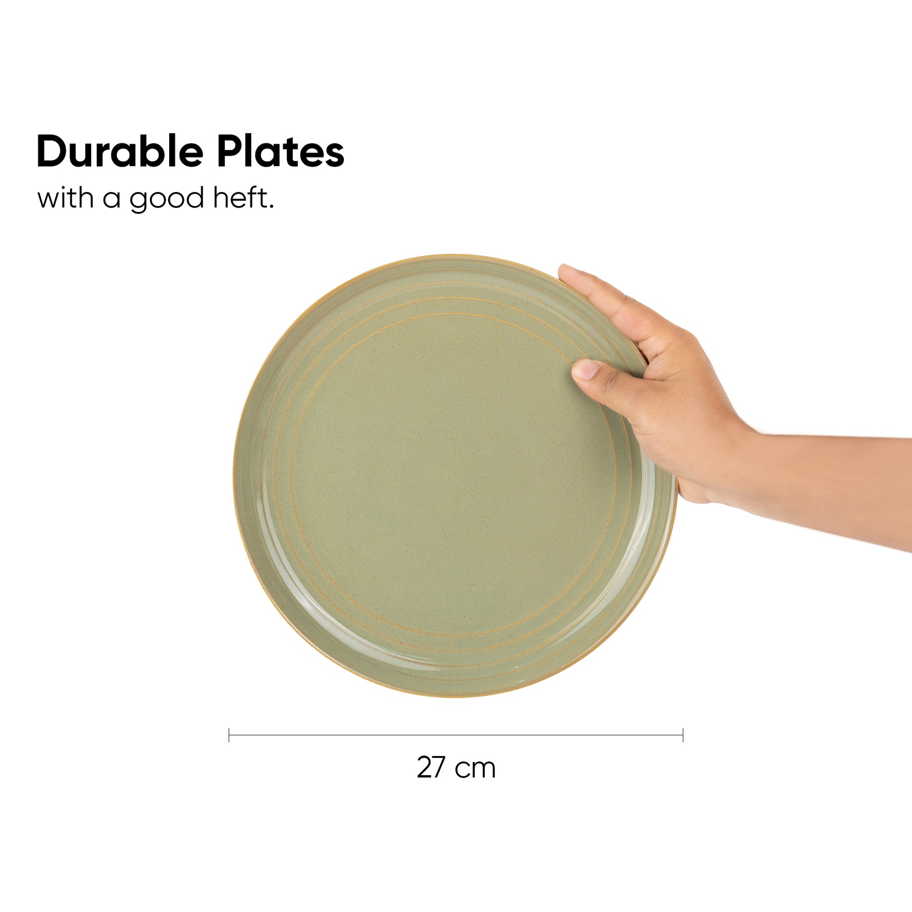 Ceramic Dinner Plates Set, 6 Pieces | Self Reactive Collection | Glossy Finish