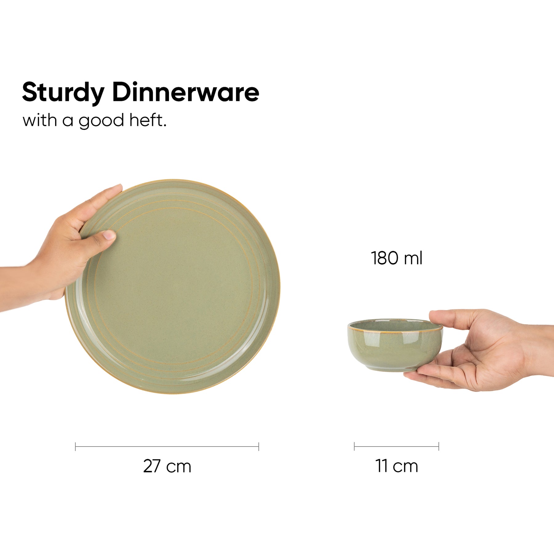 Ceramic Dinner Plates Set, 12 Pieces | Self Reactive Collection | Glossy Finish