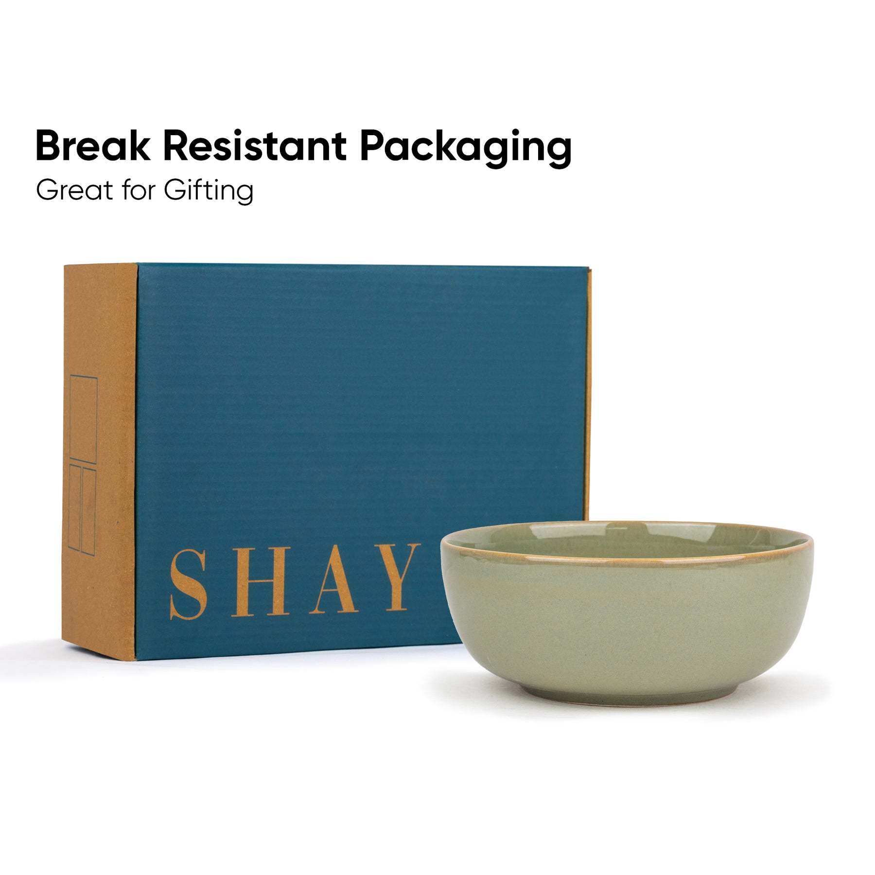 Ceramic Medium Bowl Set, 2 Pieces | Glossy Finish | Stoneware Self Reactive Collection