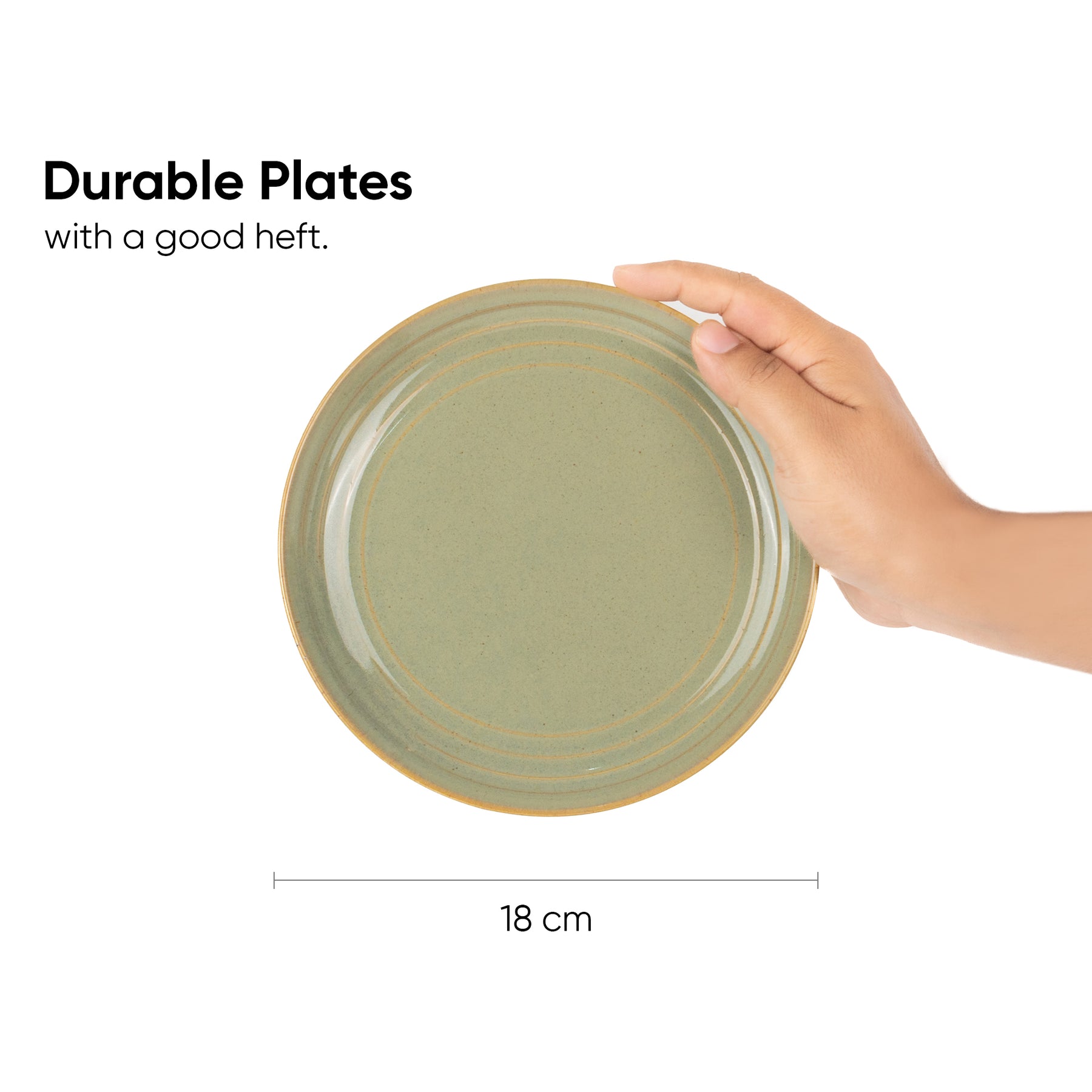 Ceramic Pista Quarter Plates Set of 6 | Glossy Finish | Snack & Dessert Plates | Self Reactive Collection