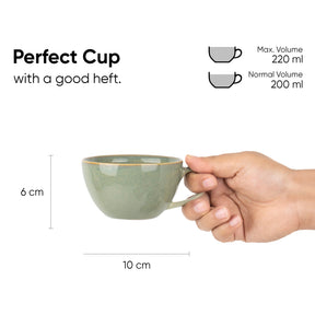 Ceramic Coffee Cup & Saucer Set 250ml – Pista Green | Reactive Glaze Porcelain