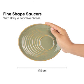 Ceramic Coffee Cup & Saucer Set 250ml – Pista Green | Reactive Glaze Porcelain