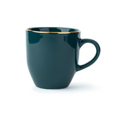 Ceramic Coffee Mug 300ml – Teal with Gold Detail | Milk Mug