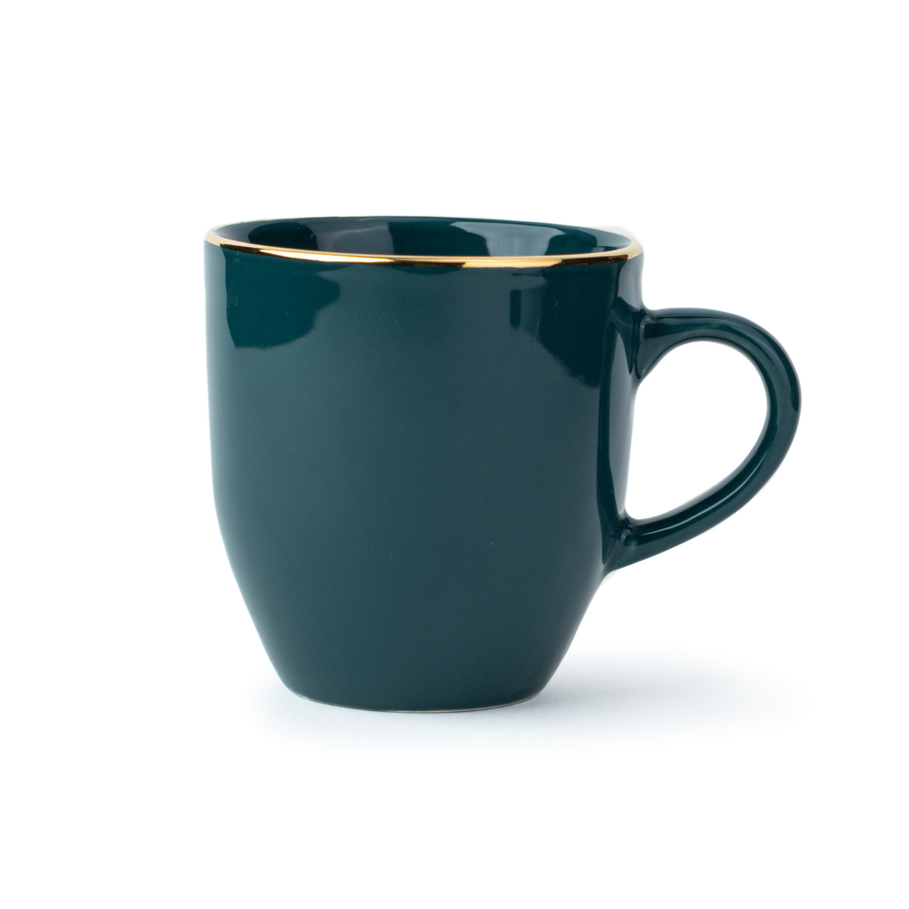 Ceramic Coffee Mug 300ml – Teal with Gold Detail | Milk Mug