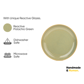Ceramic Quarter Plate – Pista Green | Reactive Glaze Finish