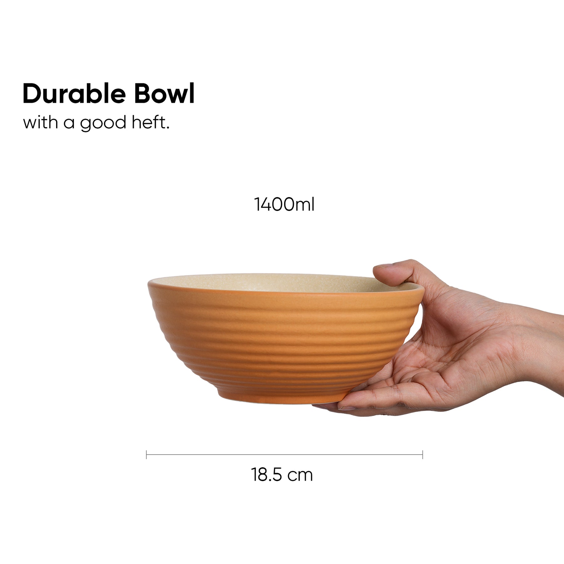 Large Ceramic Serving Bowl – Klay White, 1500ml | Matte Finish