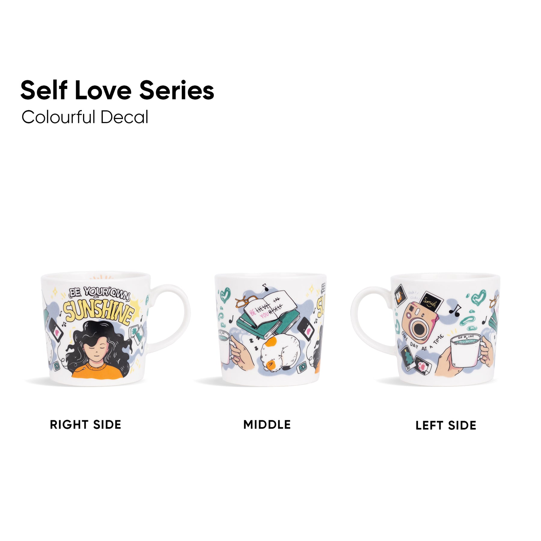 Self Love Series - Large Ceramic Coffee Mug, 400ml | Glossy Finish | Porcelain Coffee Mug