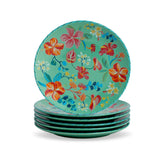 Set of floral-patterned plates on a white background