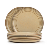 Shay Ceramic Dinner Plates Set, 6 Pieces | Beige Self Reactive Collection | Modern Tableware Online India