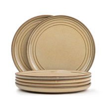 Shay Ceramic Dinner Plates Set, 6 Pieces | Beige Self Reactive Collection | Modern Tableware Online India