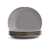 Ceramic Dinner Plates Set 6 Pieces | Grey Gold Gold Line Series