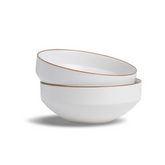 Shay Ceramic Medium Bowl Set White | Set of 2 | 18 cm Japandi Pasta Bowls | Modern Tableware Online India