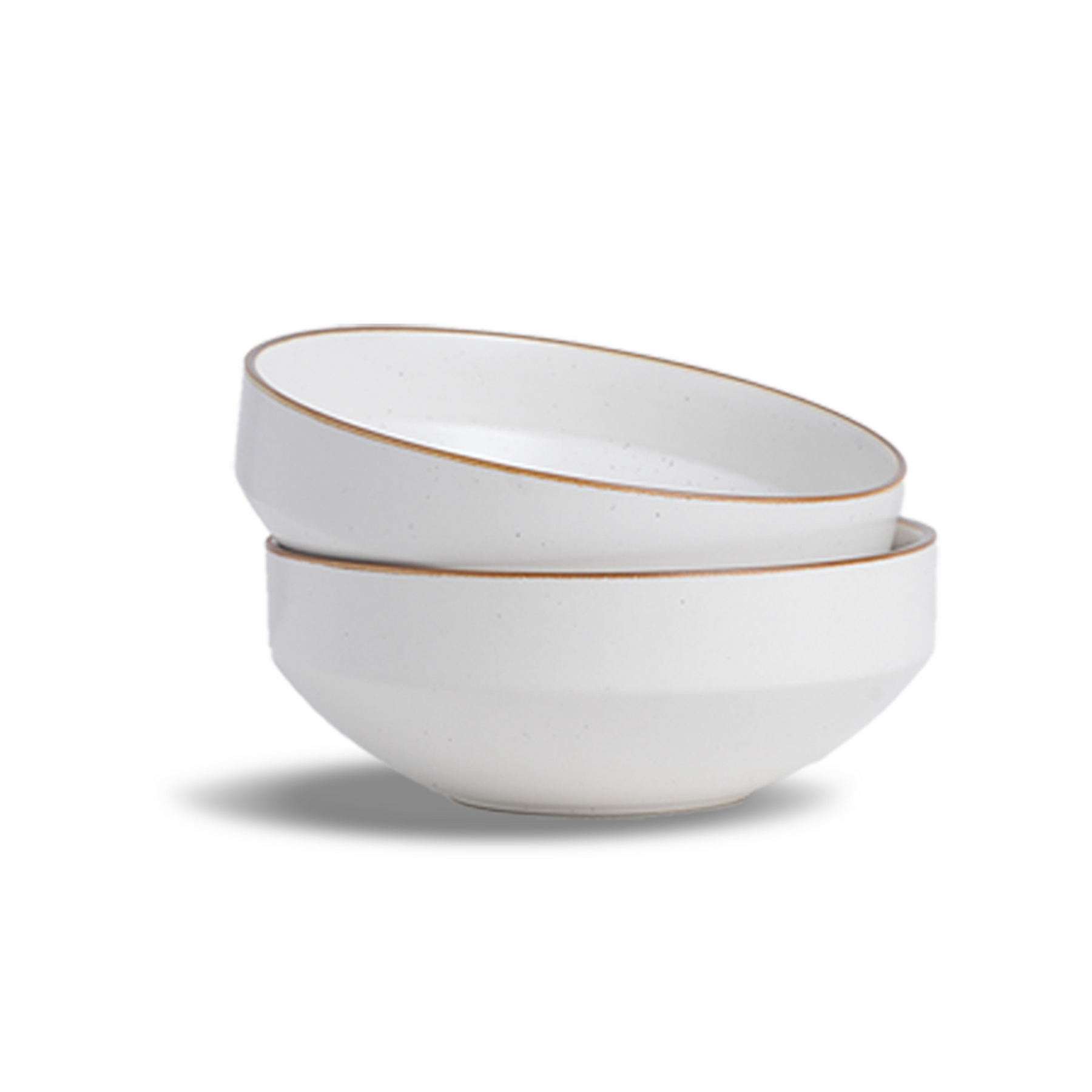 Shay Ceramic Medium Bowl Set White | Set of 2 | 18 cm Japandi Pasta Bowls | Modern Tableware Online India