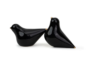 Shay Decorative Ceramic Dove Figurines, Black with Gold Accents, 15cm, Set of 2 | Home Decor Figurines | Modern Tableware Online India