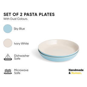 Ceramic Stoneware Salad Plate Set 22cm | Set of 2 | Blue Ivory