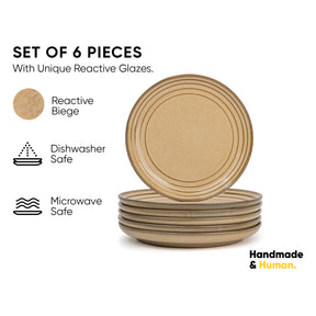 Ceramic Quarter Plates Set of 6 | Glossy Finish | Snack & Dessert Plates | Self Reactive Collection