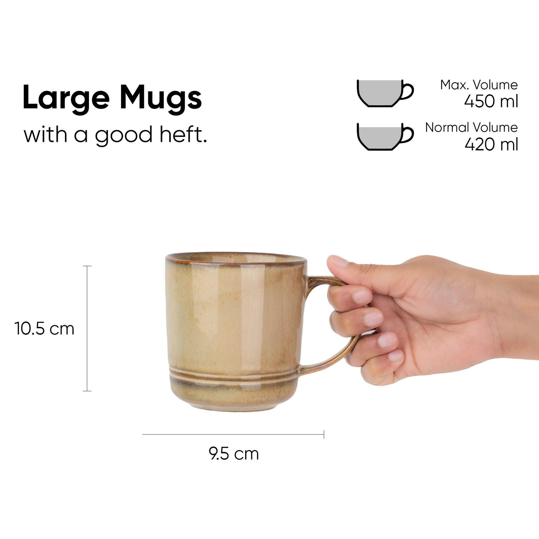 Large Ceramic Coffee Mug | 400ml | Self Reactive Collection | Glossy