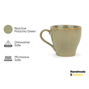Ceramic Tea Cup 180ml – Pista Green | Reactive Glaze Finish