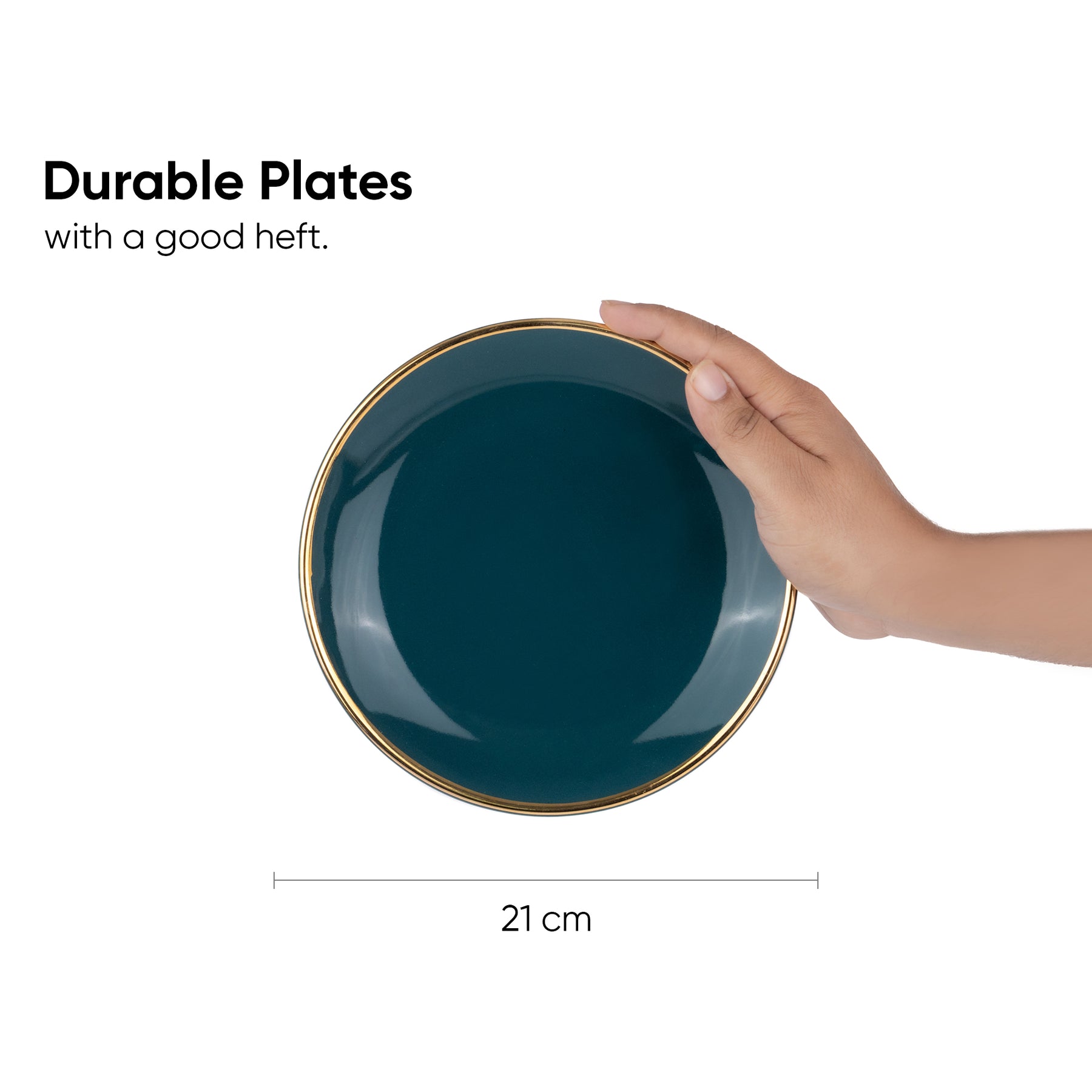 Ceramic Quarter Plates Set of 6 - Goldline Collection | Glossy Finish