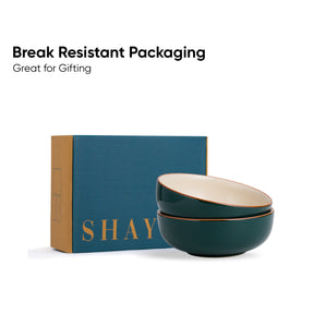 Teal Ivory Ceramic Pasta Bowl Set 2 Pieces, 18cm