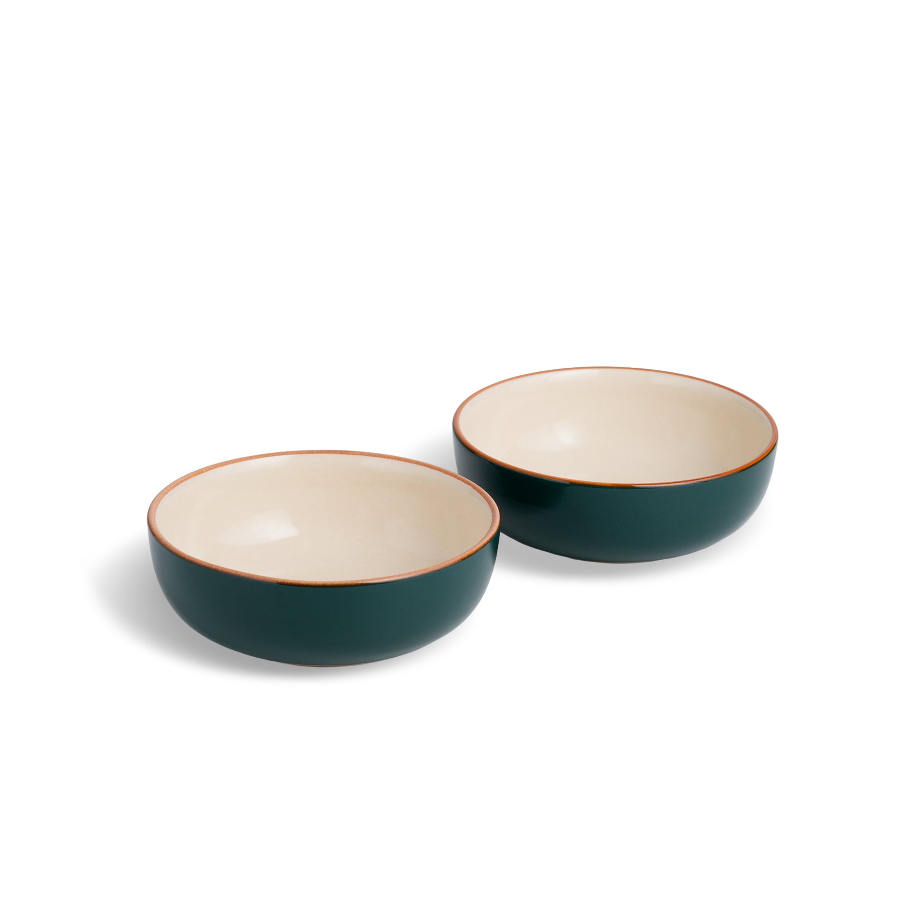 Teal Ivory Ceramic Pasta Bowl Set 2 Pieces, 18cm