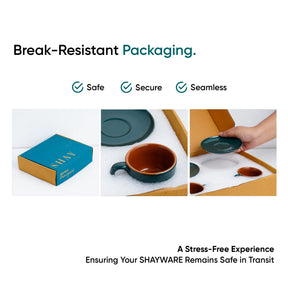 Advertisement for break-resistant packaging with SHAYWARE products and text highlighting safety, security, and seamless experience.
