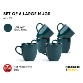 Ceramic Coffee Mug Set – Gold Line Milk Mug Collection | Glossy Finish