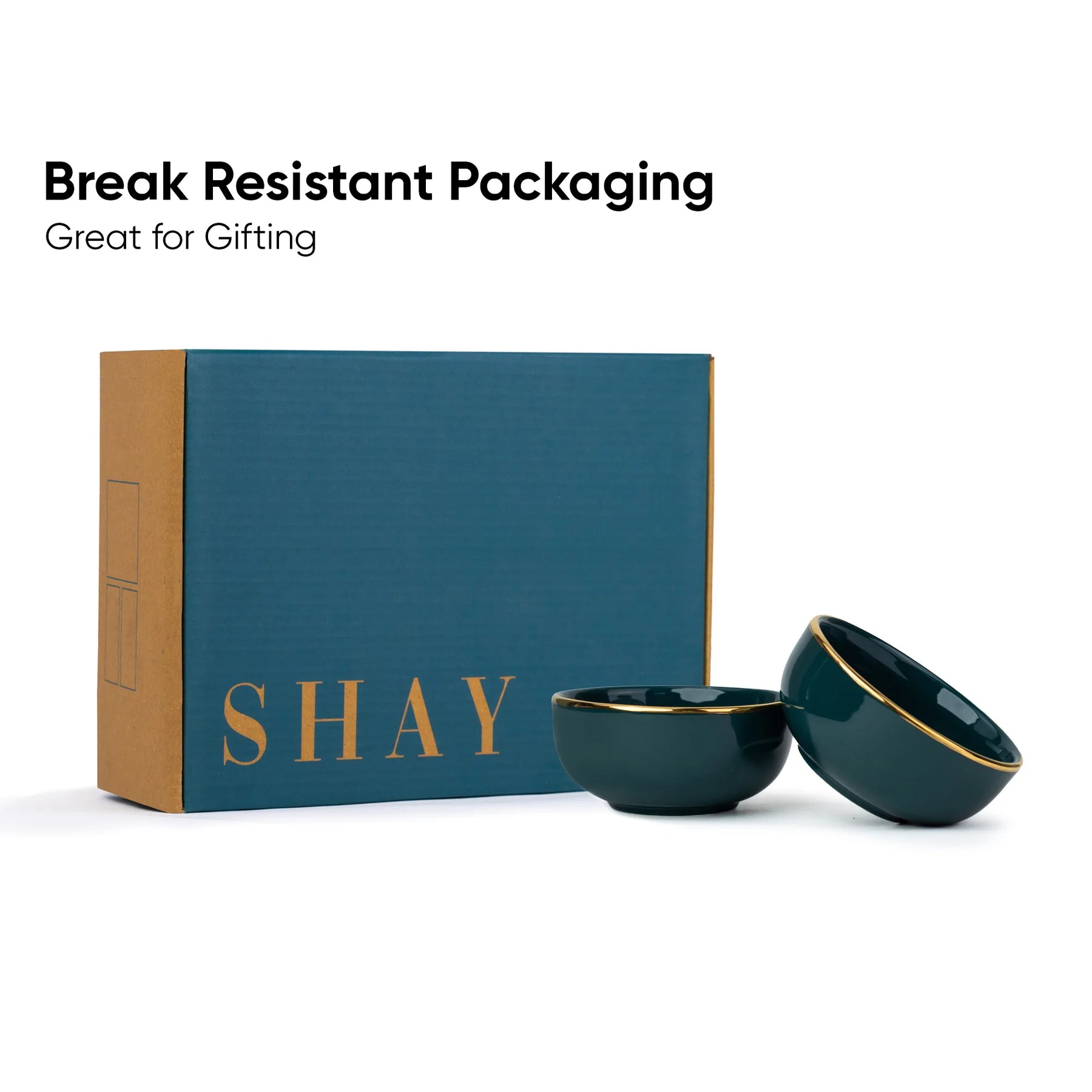 SHAY brand packaging with two green bowls on a white background