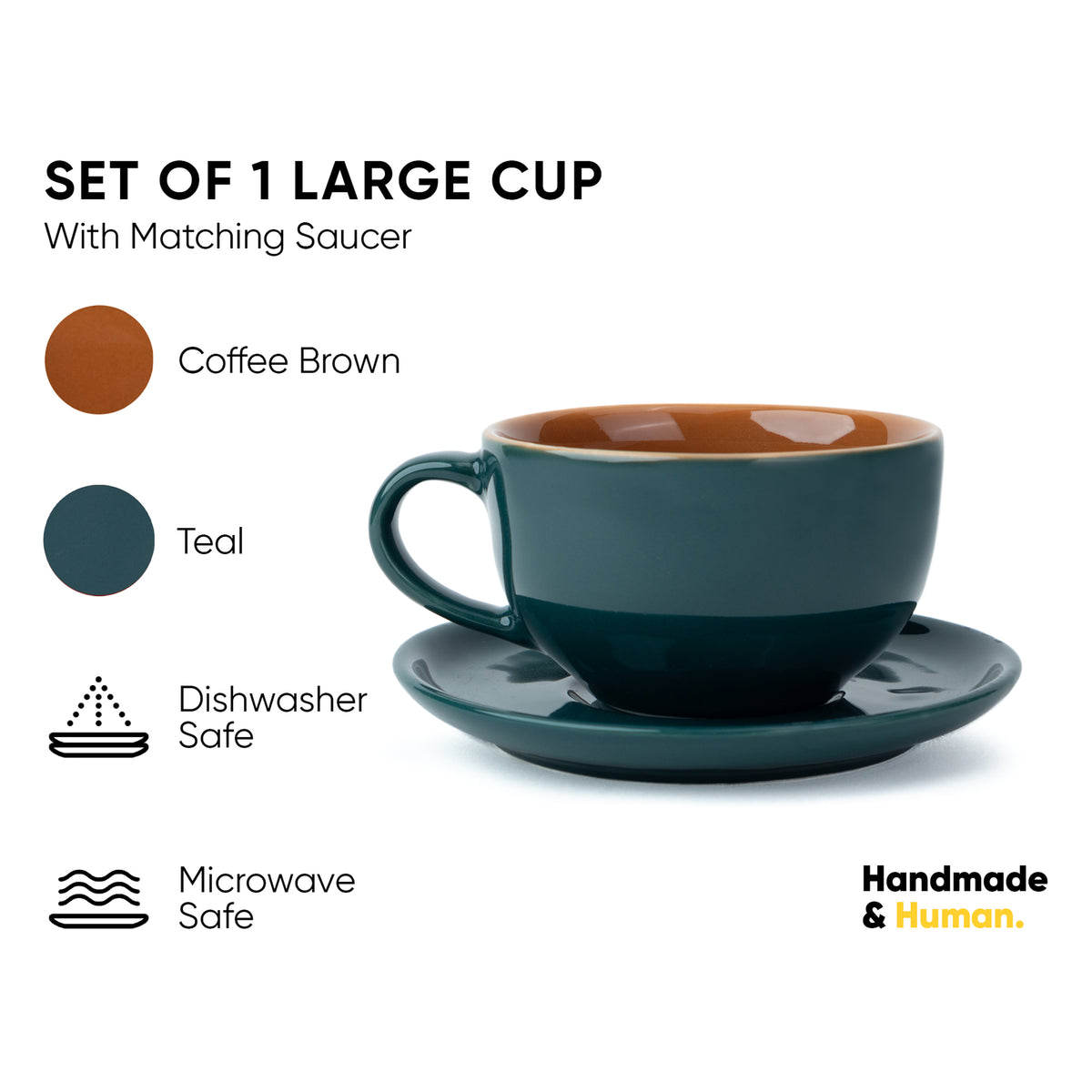 Cappuccino Cup & Saucer Set 320ml – Teal Green | XL Cuppa