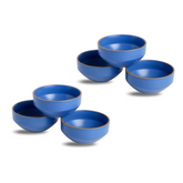 Shay Ceramic Veg Bowls Set of 6 for Dinner | 180ml | Blue | Japandi Collection | Modern Tableware Online India