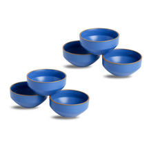 Shay Ceramic Veg Bowls Set of 6 for Dinner | 180ml | Blue | Japandi Collection | Modern Tableware Online India