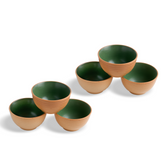Shay Ceramic Veg Bowls Set of 6 180ml | Klay Green | Matte Finish | Modern Tableware Online India