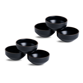 Shay Ceramic Veg Bowls Set of 6 for Dinner | 180ml | Black | Japandi Collection | Modern Tableware Online India