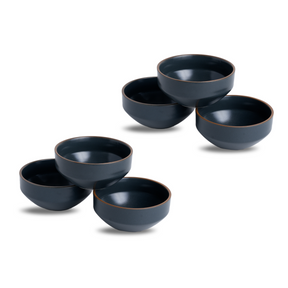 Shay Ceramic Veg Bowls Set of 6 for Dinner | 180ml | Grey | Japandi Collection | Modern Tableware Online India