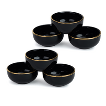 Shay Ceramic Veg Bowls Set of 6 for Dinner | 180ml | Gold Line Collection | Modern Tableware Online India