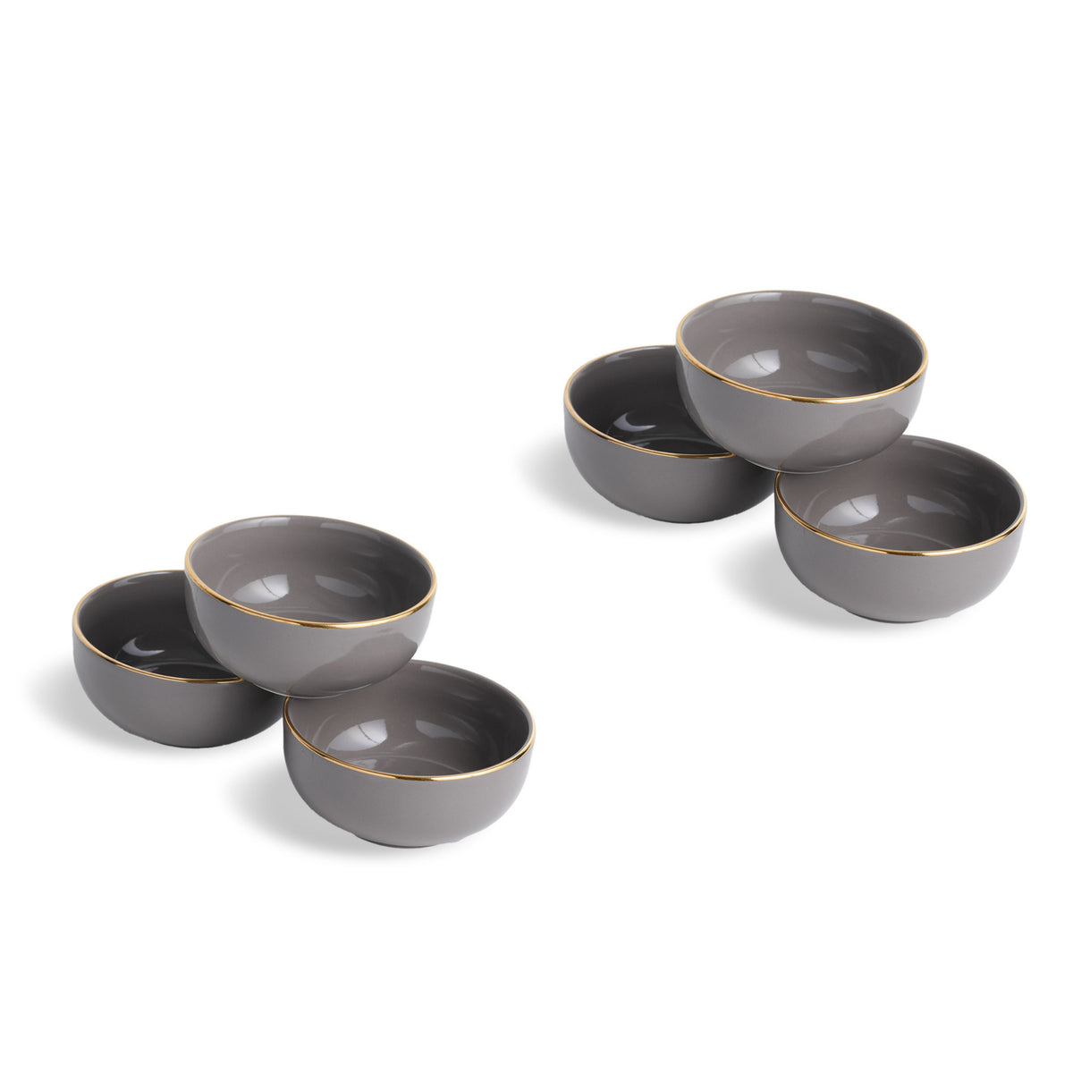 Ceramic Veg Bowls Set of 6 for Dinner | 180ml | Gold Line Collection