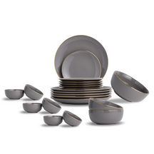 Ceramic Dinner Plates Set, 21 Pieces, Goldline Collection