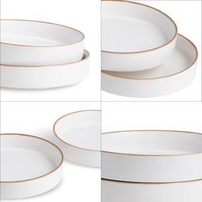 Stackable Ceramic Pasta Bowl Set of 2 White Japandi Collection