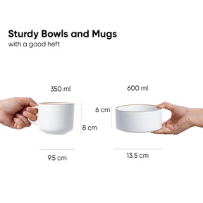 Ceramic Breakfast Set | Japandi Collection | 6 Pieces | White