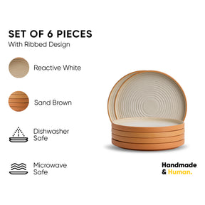 Ceramic Dinner Plates Set 6 Pieces | Klay White | Matte Finish | Premium Stoneware