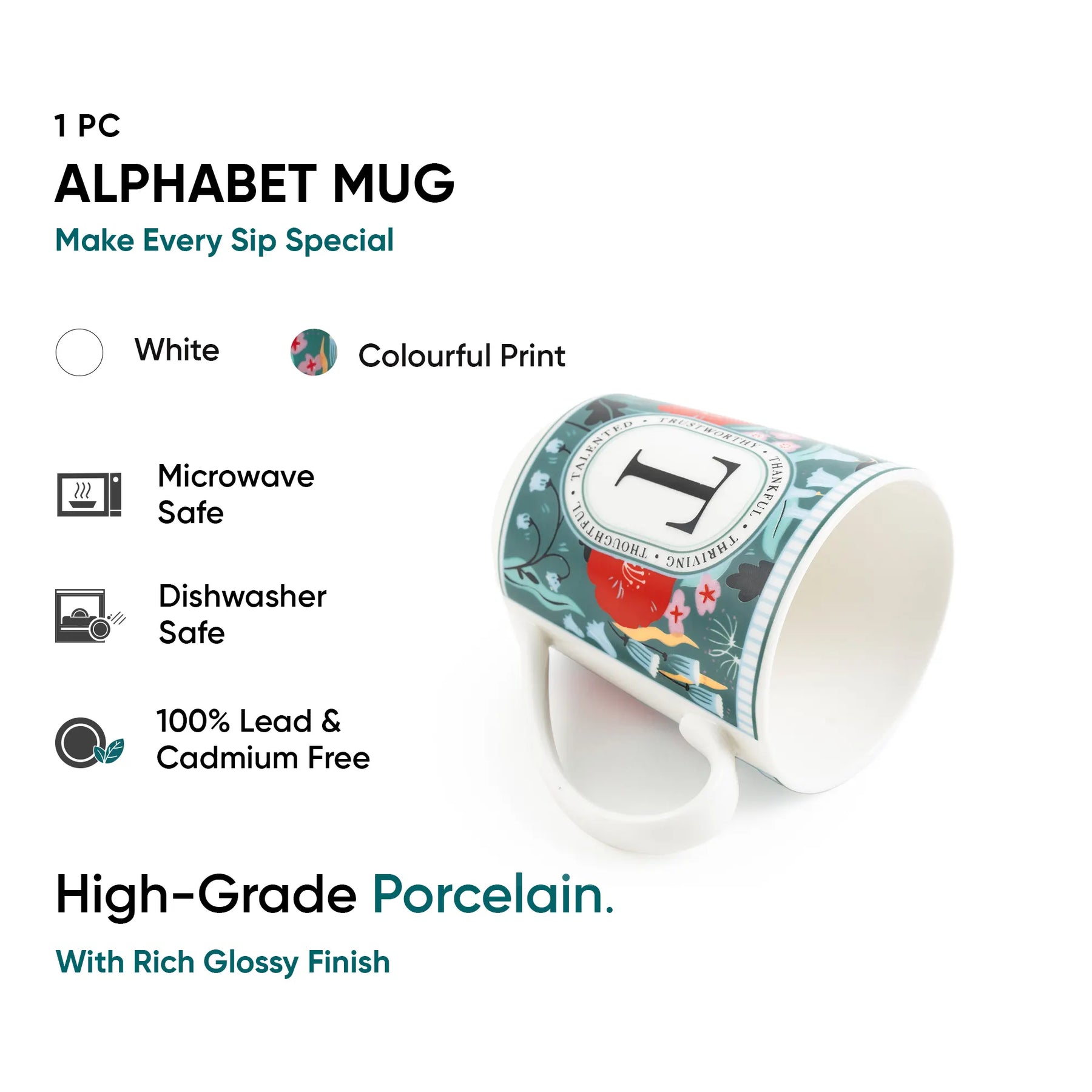 T Ceramic Coffee Mug | 300 ML | Alphabet Collection